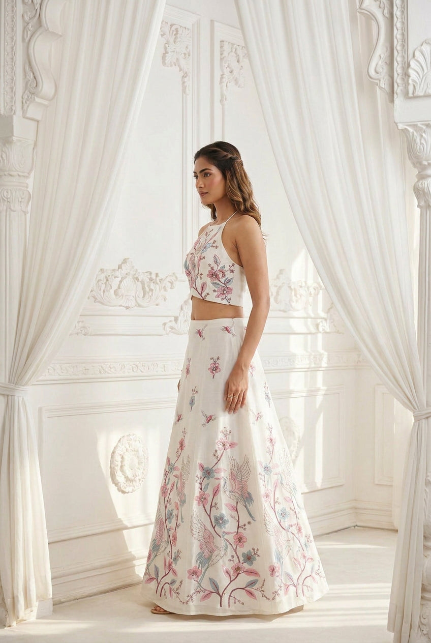 Ivory Meadow Floral Cami Lehenga Set