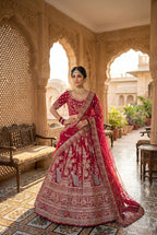 Regal Rani Pink Bridal Lehenga Set with 2 Chunni Unstitched