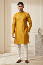 Reyansh Textured Silk Kurta Set in Festive Ochre