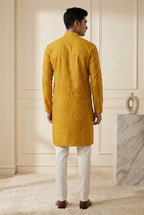 Reyansh Textured Silk Kurta Set in Festive Ochre