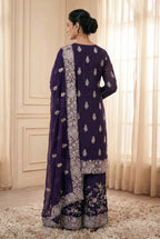 Royal Purple Printed Kurti Palazzo Set for Women