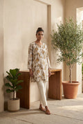Women’s Floral Printed Kurti Top – Elegant Neutral Ethnic Wear