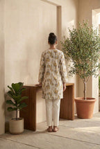 Women’s Floral Printed Kurti Top – Elegant Neutral Ethnic Wear