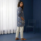 Midnight Bloom Floral Cotton Kurti