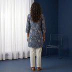 Midnight Bloom Floral Cotton Kurti