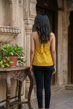 Sia Heritage Halter Top in Rich Mustard & Crimson