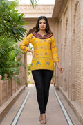 Avani Folk-Art Printed Tunic Top in Rich Yellow
