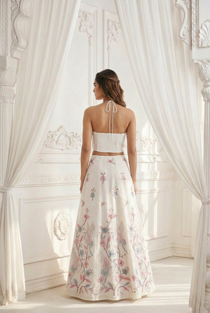 Ivory Meadow Floral Cami Lehenga Set